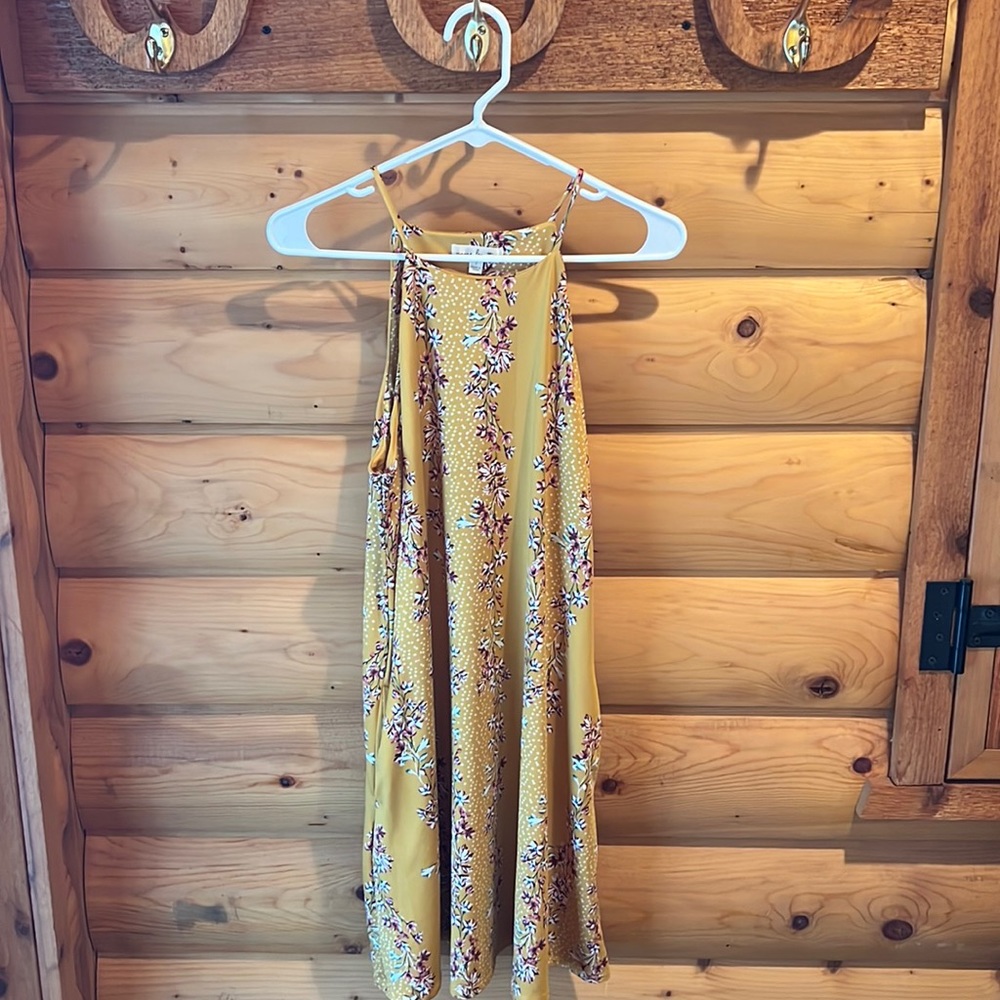 Halter Yellow Floral Dress